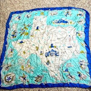 Vintage Blue and White Texas Map Silk Square Scarf